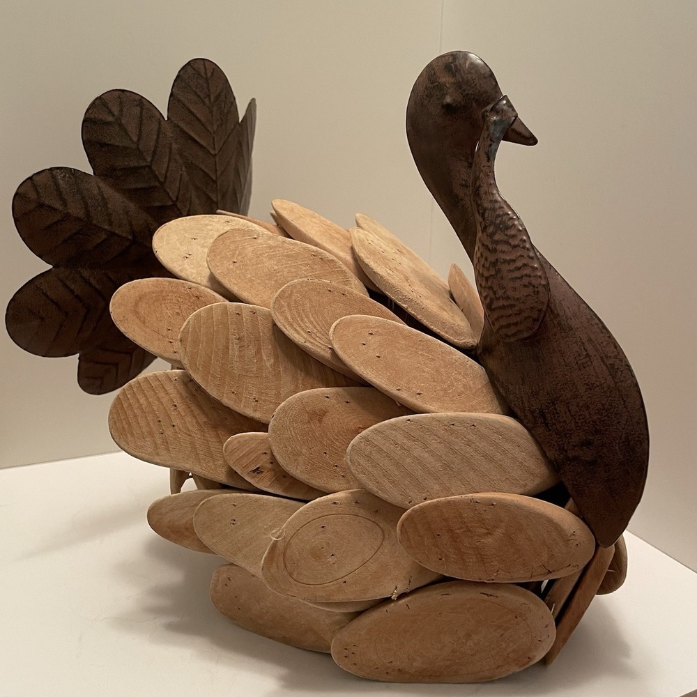 Haymarket Square Pieced Wood/Metal Decorative Turkey Figurine Thanksgiving Fall